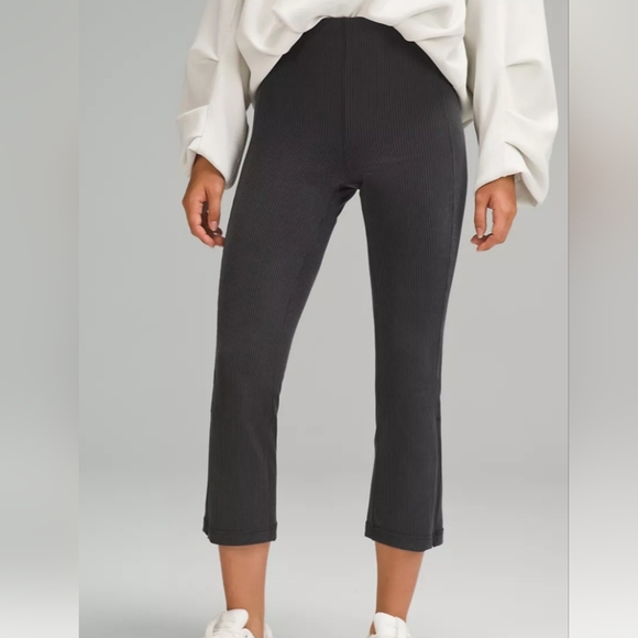 Lululemon Ribbed Softstreme Zip-Leg High-Rise Cropped Pant 25" Black Sz 2 NWT - Picture 2 of 11